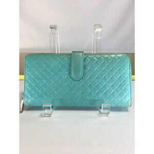 Hobo The Original Bi-fold Long Wallet Quilted Patent Leather Mint Green Zip